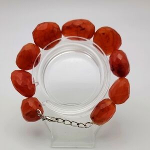 Orange Carnelian Amazing Cut 335.00 Cts Chunky Beaded Natural Gemstone Bracelet